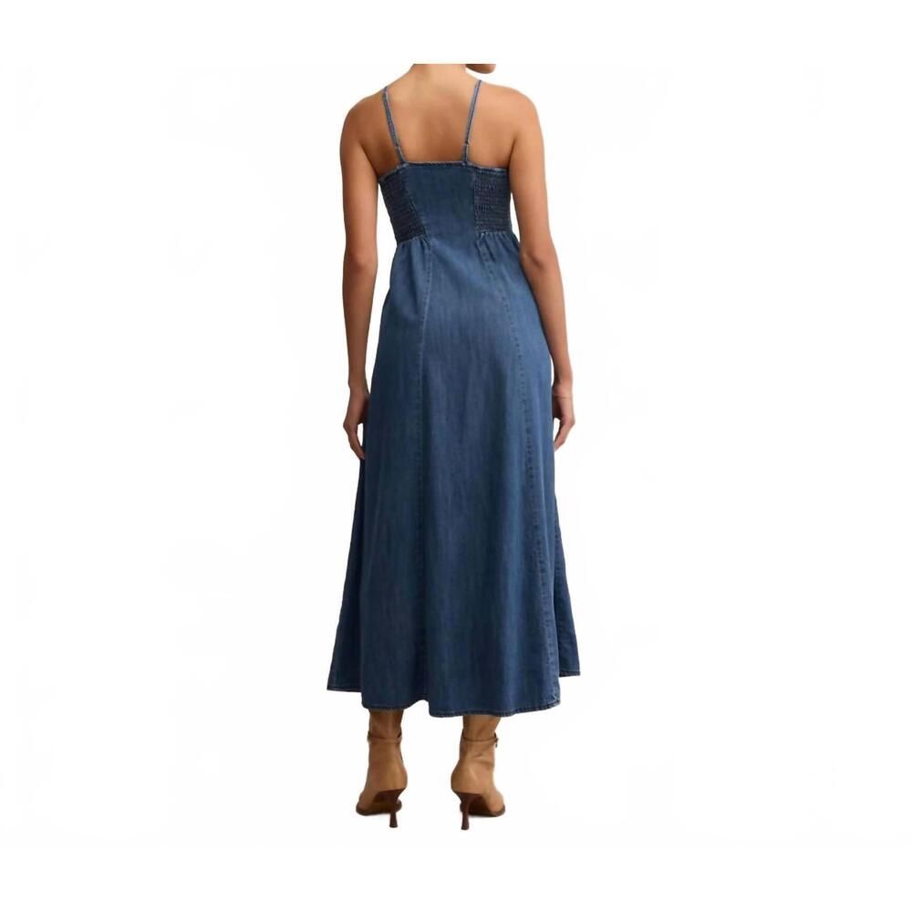 NEW ELLIA BOUTIQUE angel eyes denim midi dress in medium indigo - Picture 3 of 4